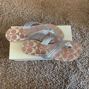 Coach Silver Metallic Sandals